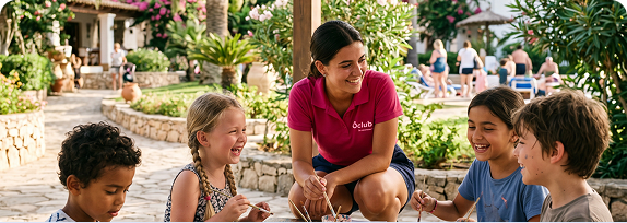 Enfants s'amusant avec un animateur - Ômini Club